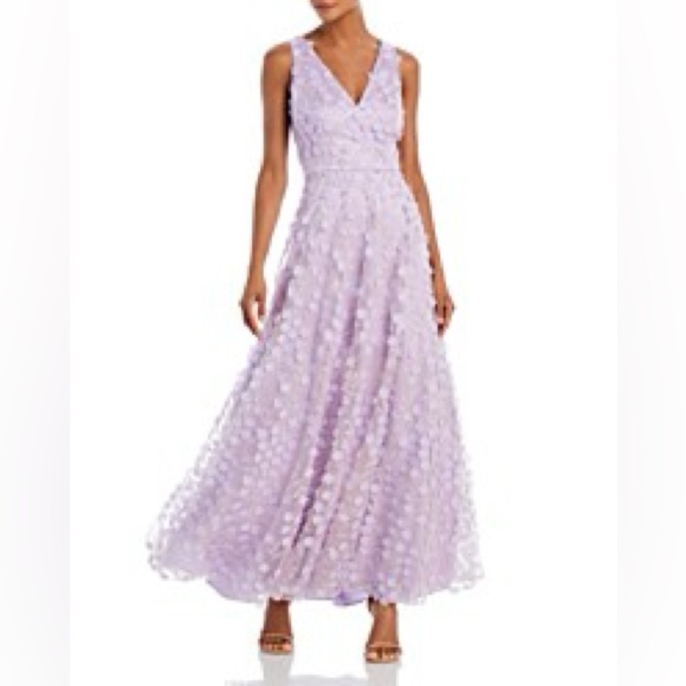 Eliza J V Neck 3D Lilac gown